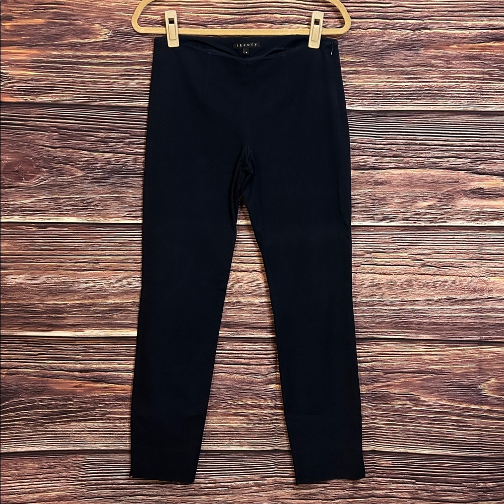 Theory Black Pullover Straight Leg Pants | Zipper Waist | Size 6
